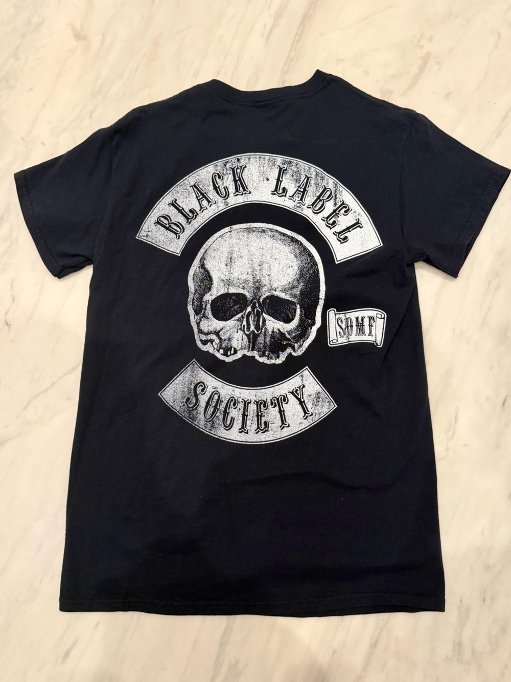 Black Label Society Black Tee with White Skull Graphic